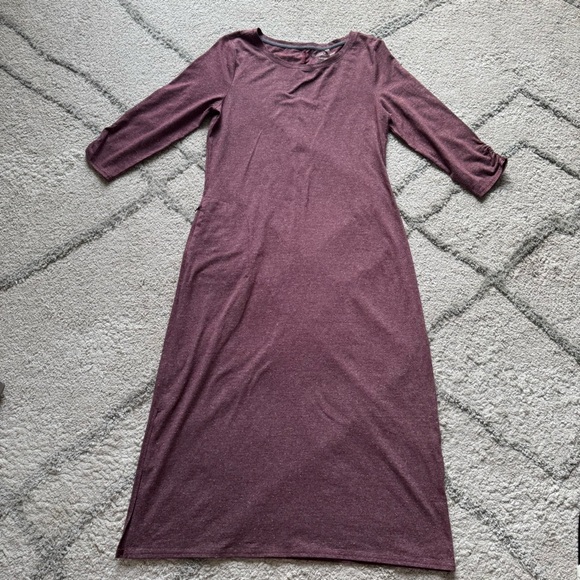 Toad&Co Dresses & Skirts - Toad & Co Fuera midi Dress speckled burgundy 3/4 sleeve pocket large